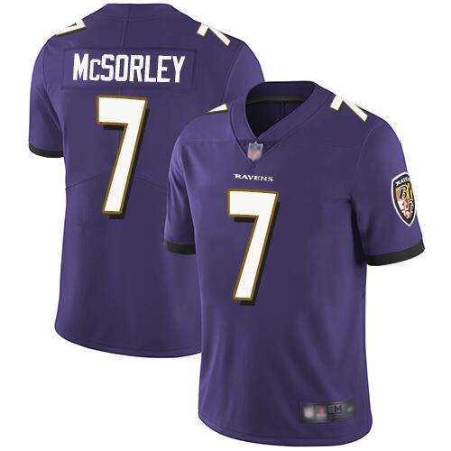 Men's Baltimore Ravens #7 Trace McSorley Purple Vapor Untouchable Limited Jersey